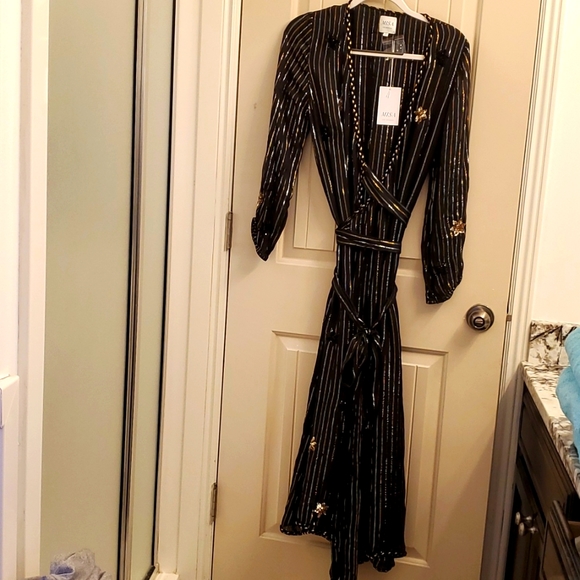 Misa Madalina Maxi Wrap Dress Black Sequin NEW - Picture 11 of 12